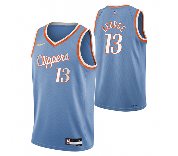 LA Clippers Paul George Fanatics Branded Light Blue 2021/22 Fast Break Replica Jersey - City Edition