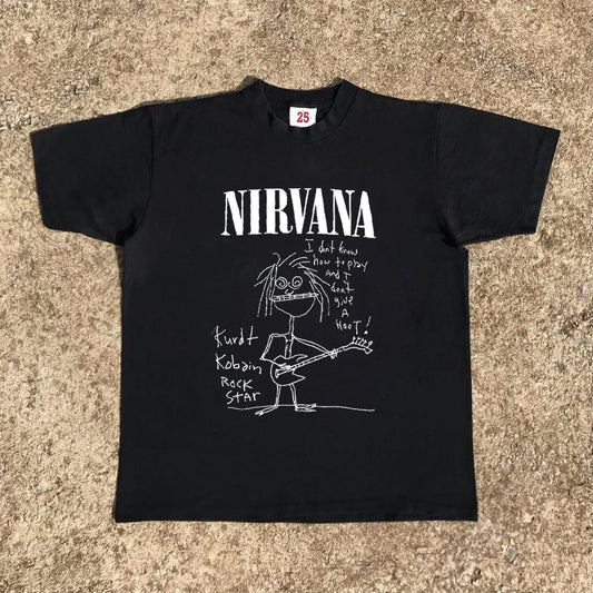 NIRVANA Rock Star Graphic Tee - Black