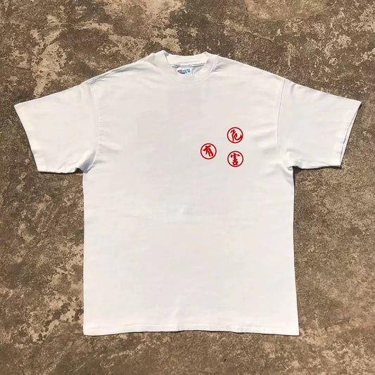 Non-Smoker Mandarin Graphic Tee - White