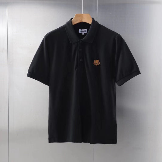 KENZO Tiger patch polo shirt-Black