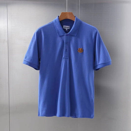 KENZO Tiger patch polo shirt-Blue