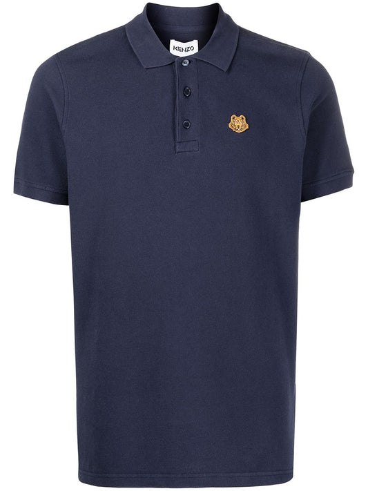 KENZO Tiger patch polo shirt-Navy
