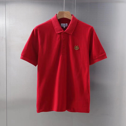 KENZO Tiger patch polo shirt-Red