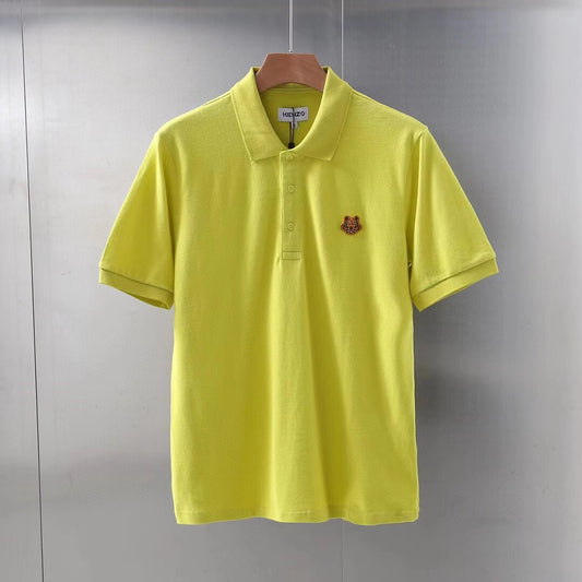 KENZO Tiger patch polo shirt-Lemon Yellow