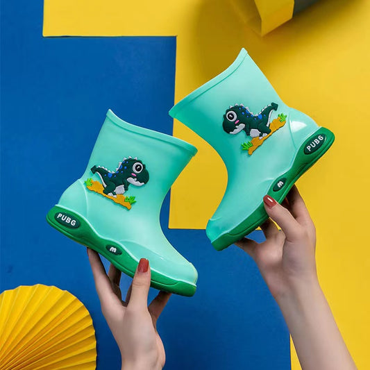 BOYS Non-slip Waterproof Cartoon Dragon Rain Boots-GREEN