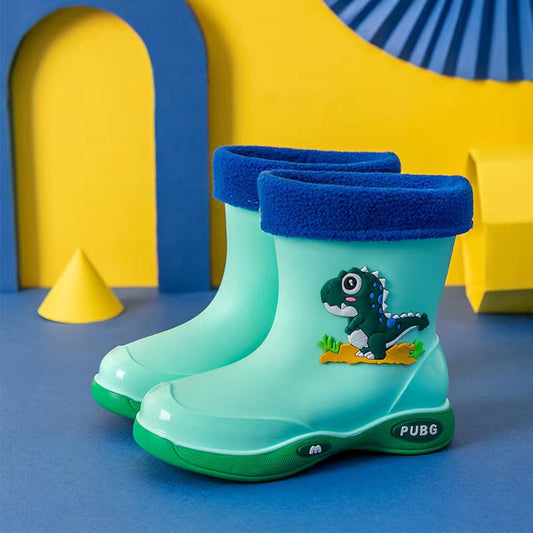 BOYS Non-slip Waterproof Cartoon Dragon Rain Boots-GREEN