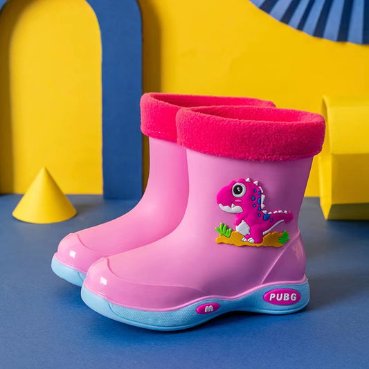 GIRLS Non-slip Waterproof Cartoon Dragon Rain Boots- PINK