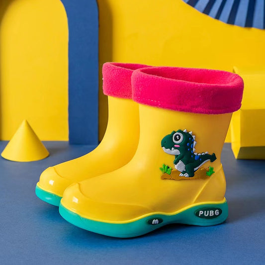 GIRLS Non-slip Waterproof Cartoon Dragon Rain Boots- YELLOW