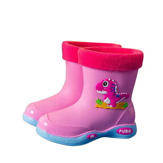 GIRLS Non-slip Waterproof Cartoon Dragon Rain Boots- PINK