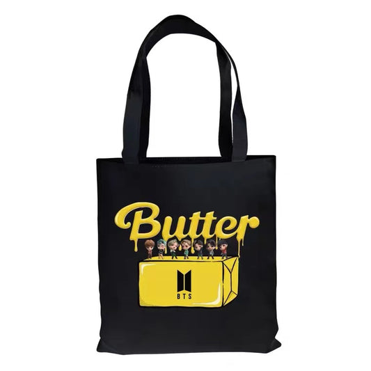 BT21 Butter Canvas Tote Bag - Black