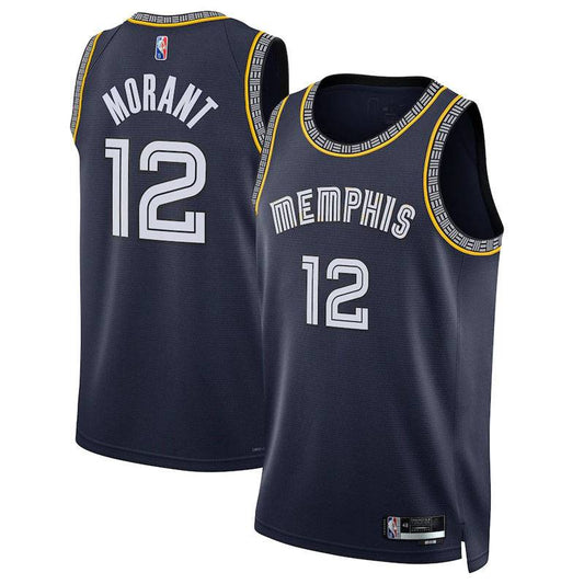 Memphis Grizzlies Nike Navy Ja Morant 2021/22 Swingman Custom Jersey - City Edition