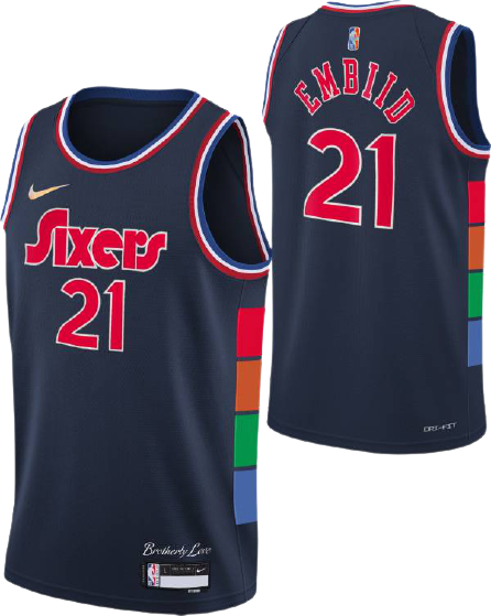 Philadelphia 76ers Nike Navy Joel Embiid 2021/22 Swingman Custom Jersey - City Edition